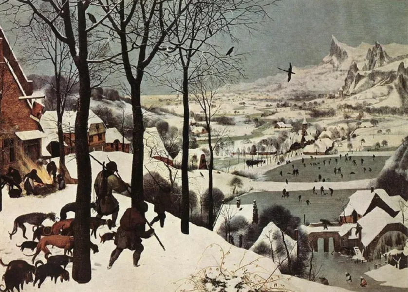 Pieter Bruegel the elder, Cacciatori nella neve, 1565. Pieter Bruegel the elder, Cacciatori nella neve, 1565.